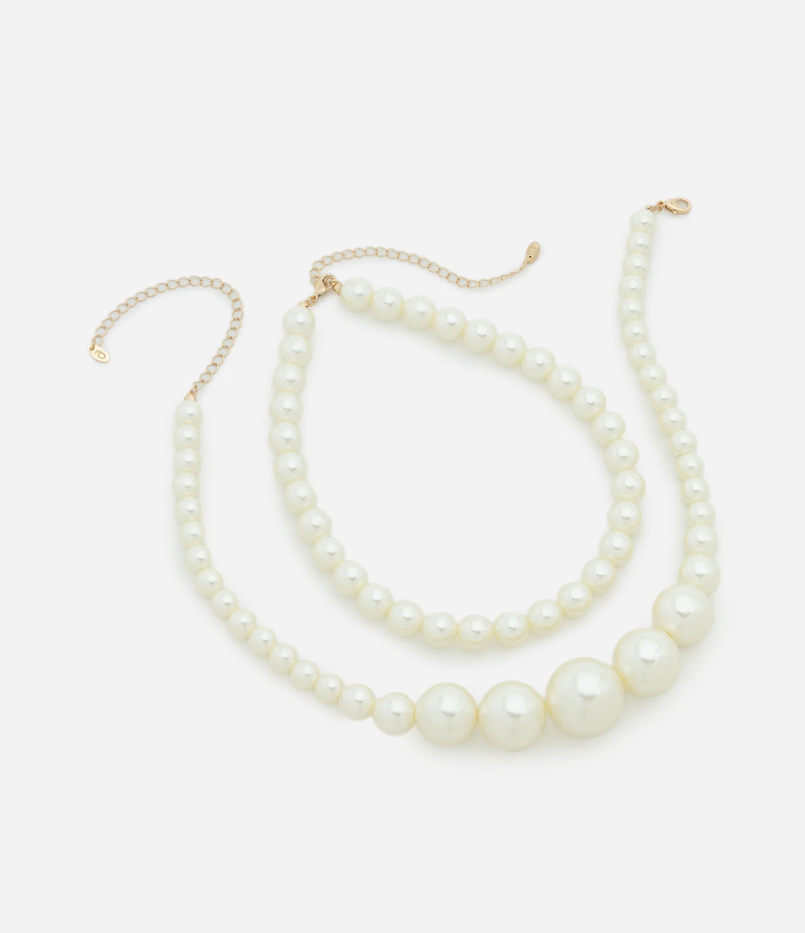 Colar Camadas com Pérolas Artificiais Off White 3