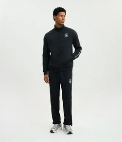 Calça Esportiva em Helanca com Listras Laterais