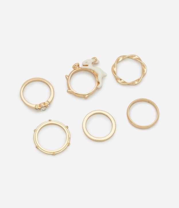 Kit 06 Anéis em Metal Liso Formato Variado e Delicados