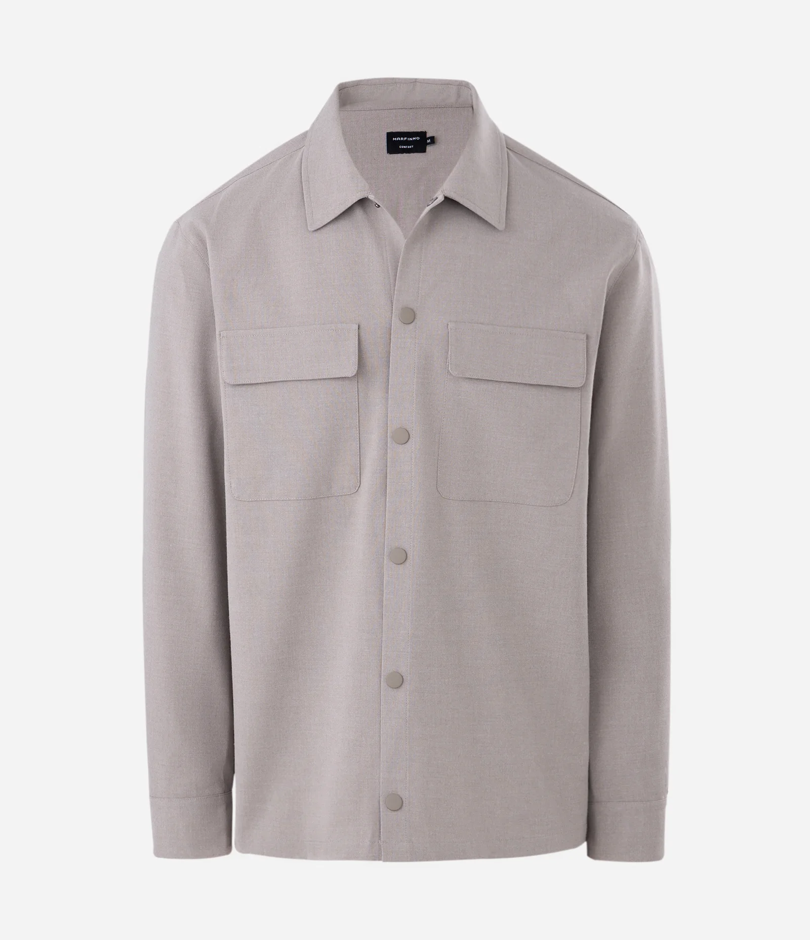 Camisa Comfort em Poliviscose com Bolsos Frontais Cinza Claro 1