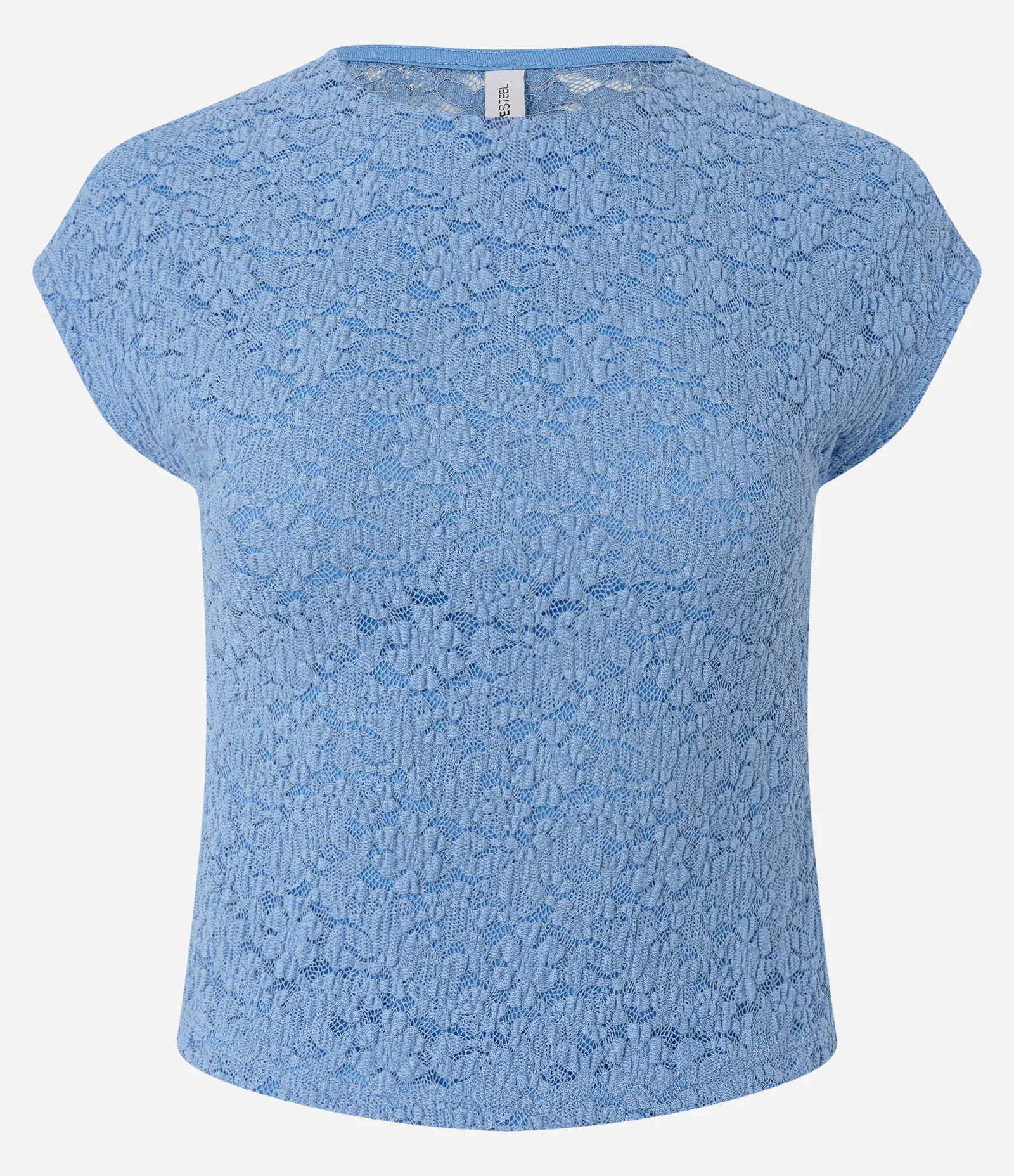 Blusa Regular com Textura e Manga Copinho Azul 5