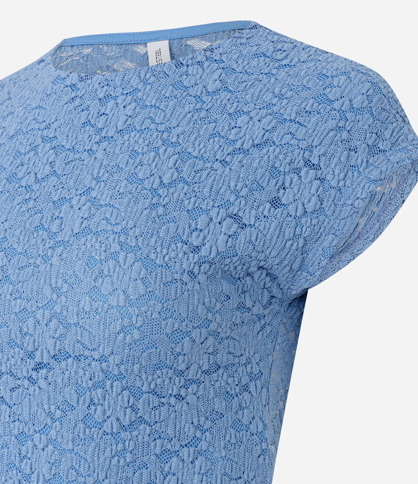 Blusa Regular com Textura e Manga Copinho Azul 6