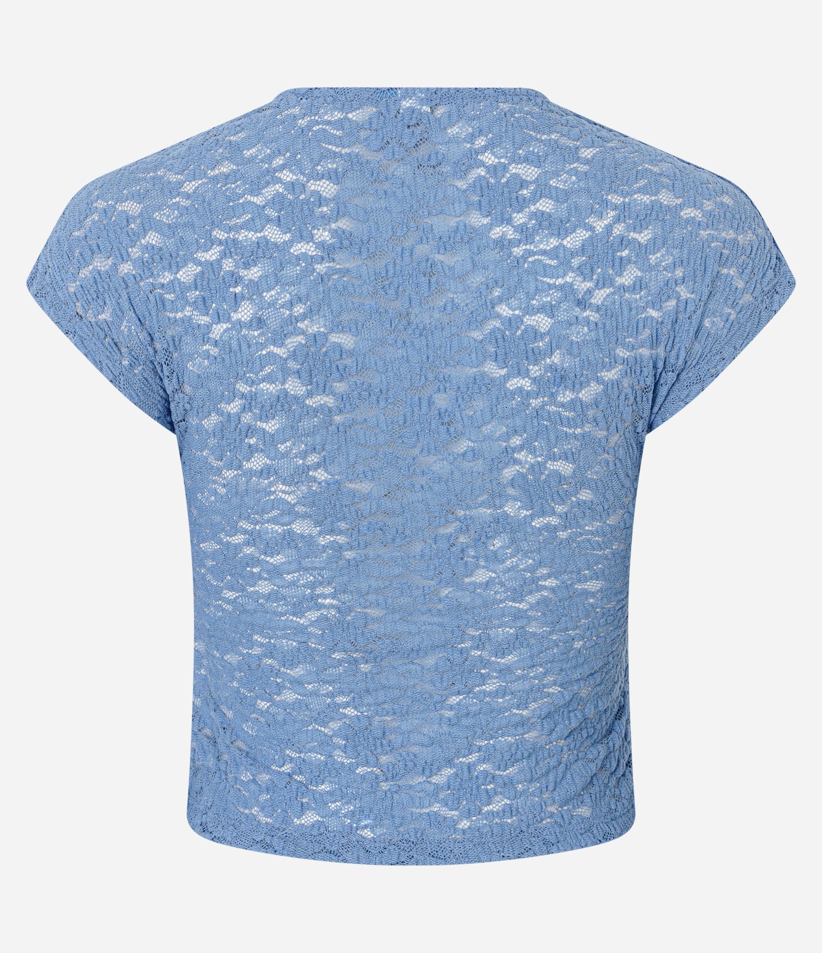 Blusa Regular com Textura e Manga Copinho Azul 8