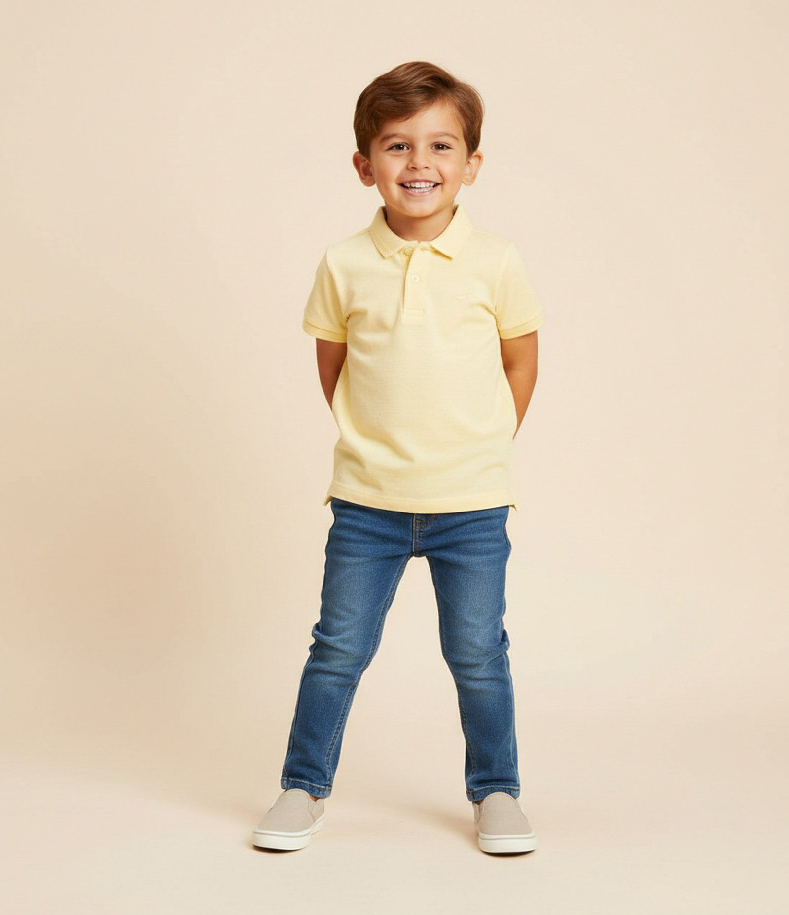 Camiseta Polo Infantil com Bordado - Tam 1 a 5 Anos Amarelo 1