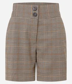 Short Alfaiatado em Crepe com Estampa Xadrez