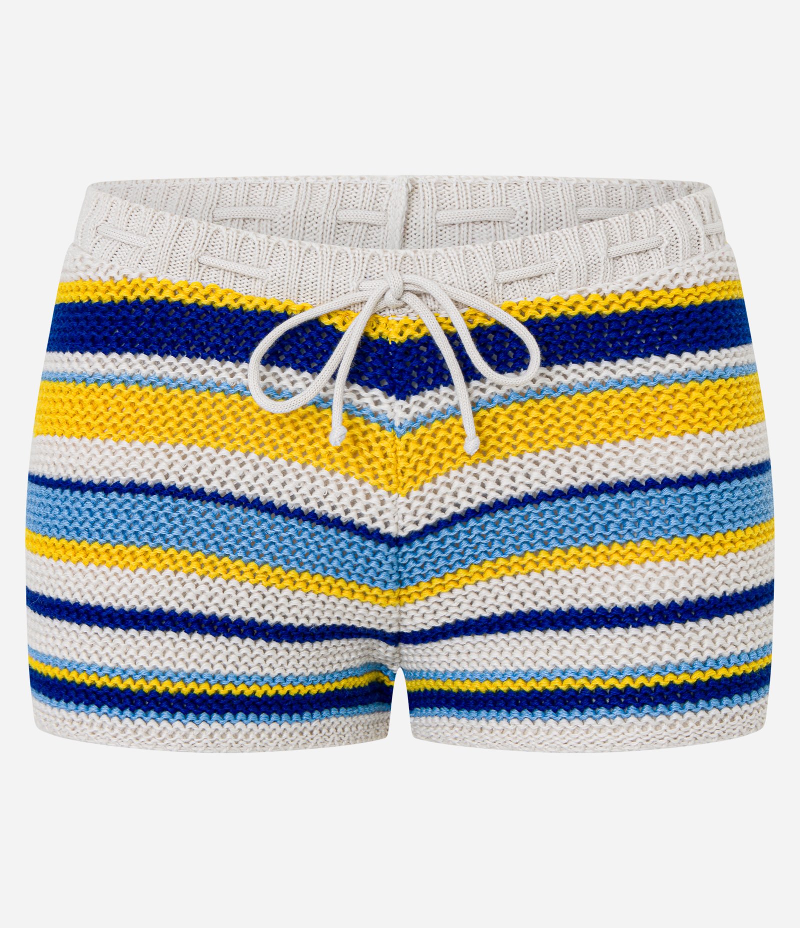 Saída de Praia Short em Crochê Listrado com Amarração Multicores 4