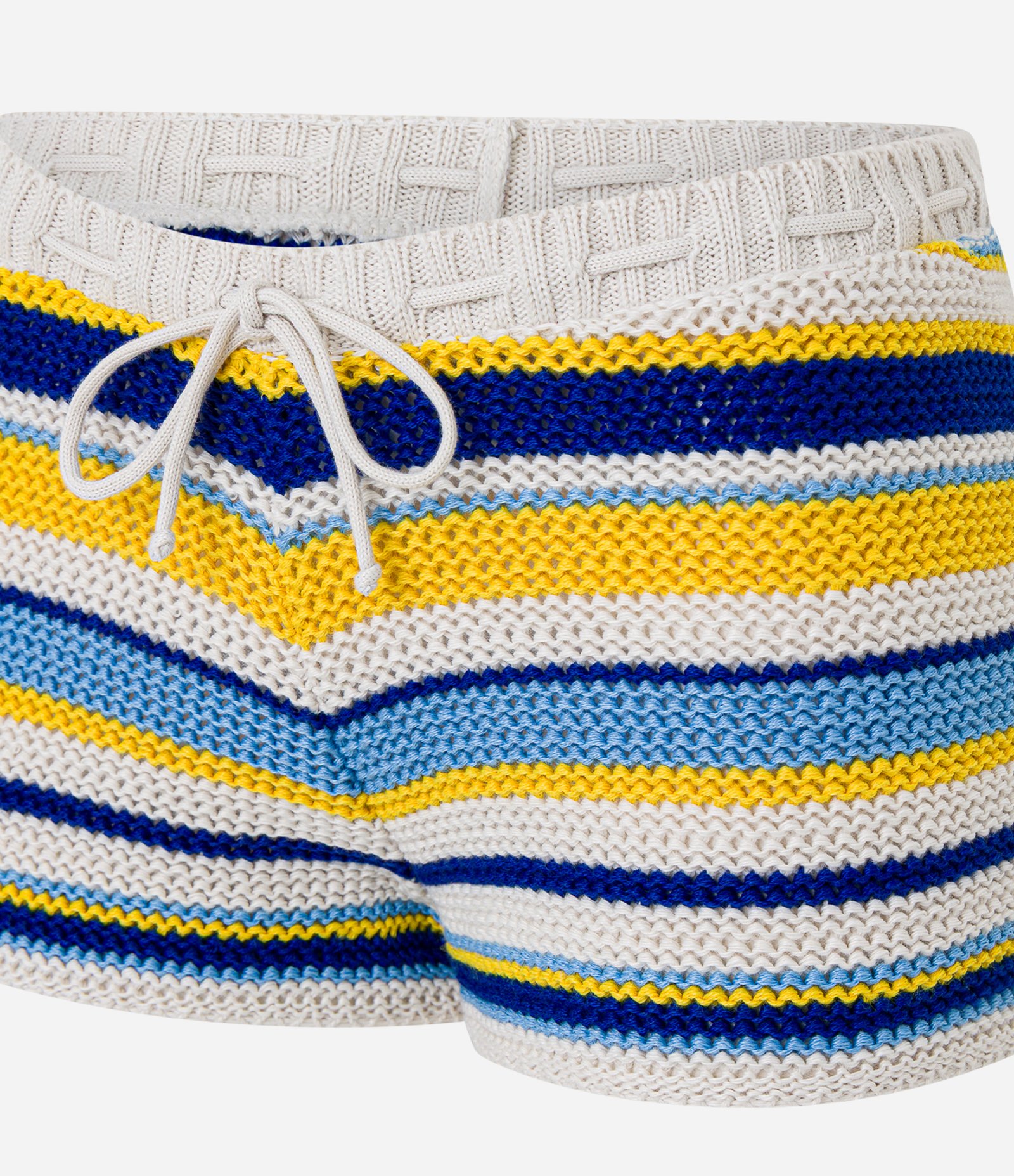Saída de Praia Short em Crochê Listrado com Amarração Multicores 5
