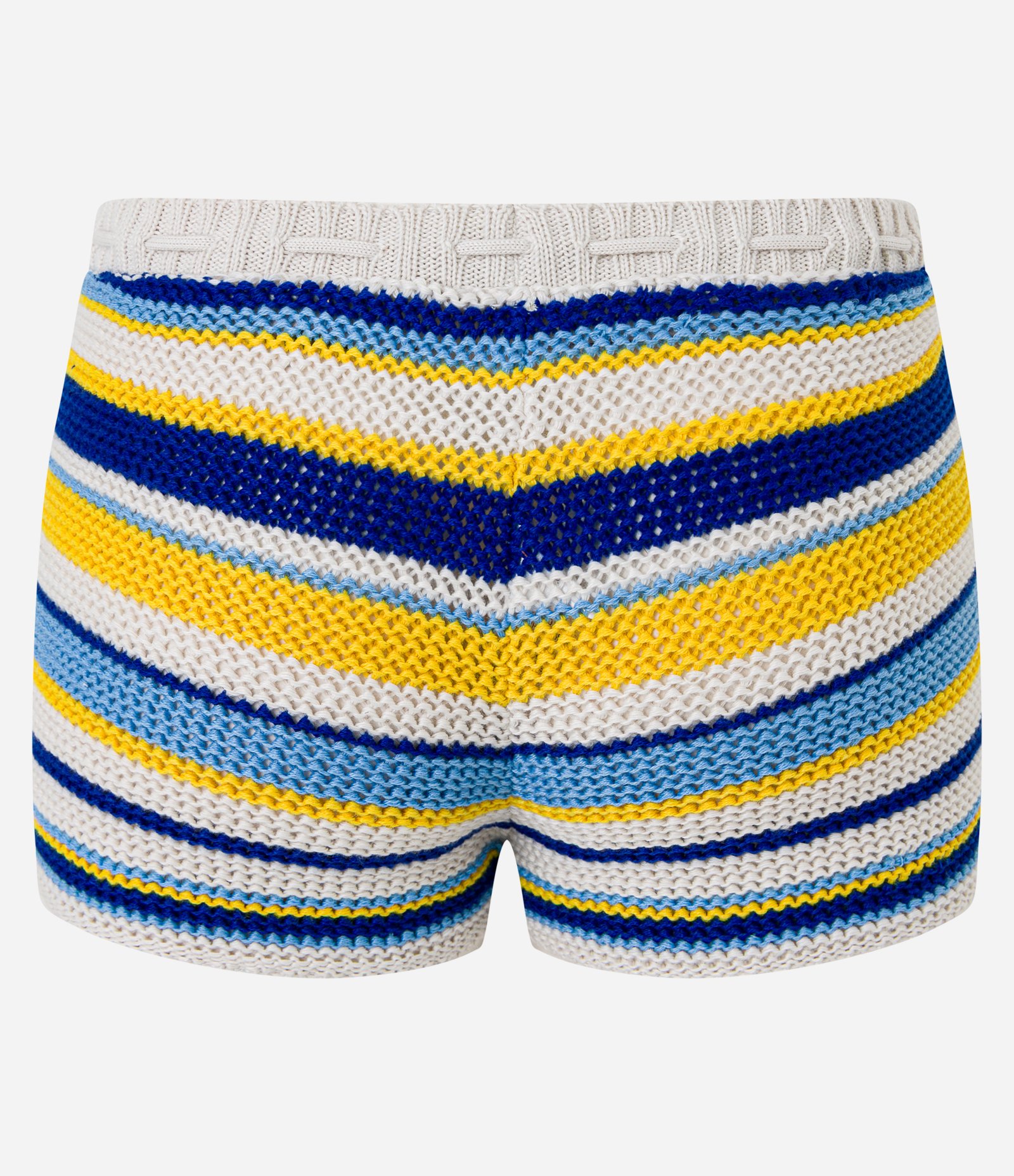 Saída de Praia Short em Crochê Listrado com Amarração Multicores 7