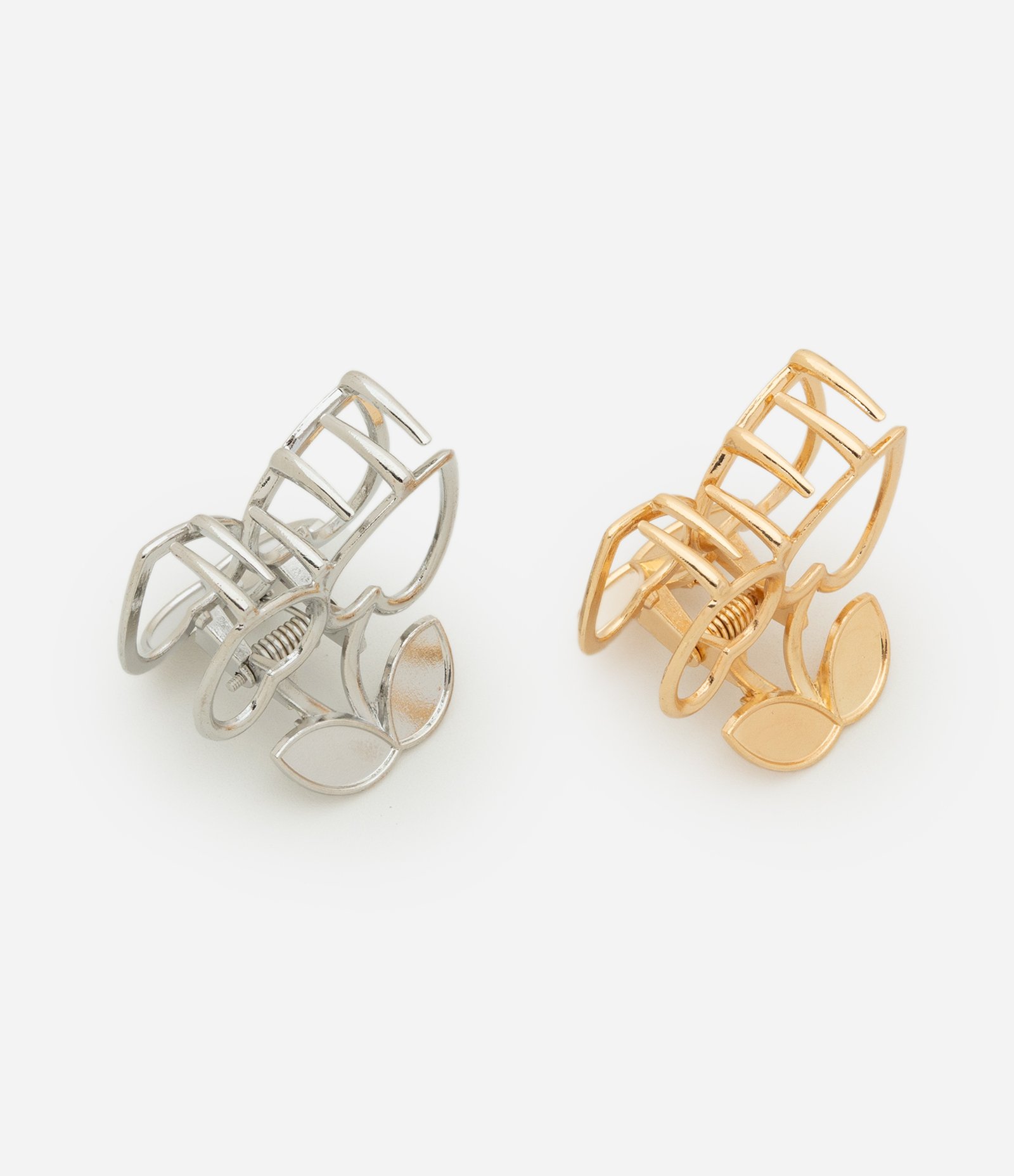 Kit 02 Piranhas de Cabelo em Metal Cereja Coração Vazada Dourado / Prata 2