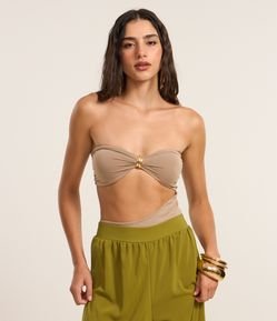 Body em Microfibra com Decote Coração e Aviamento