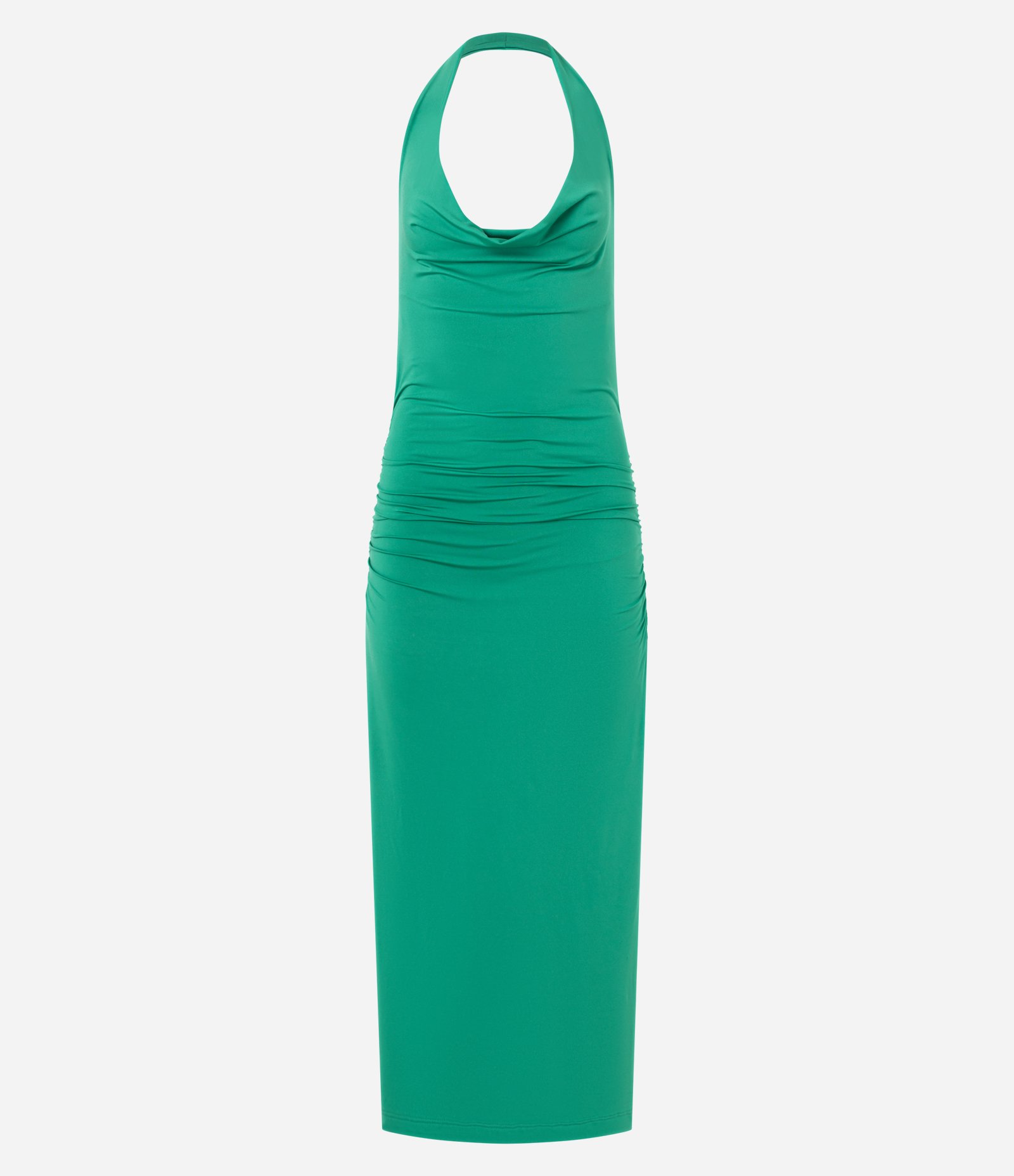 Vestido Frente Única Longo em Microfibra com Decote Degagê Verde 2