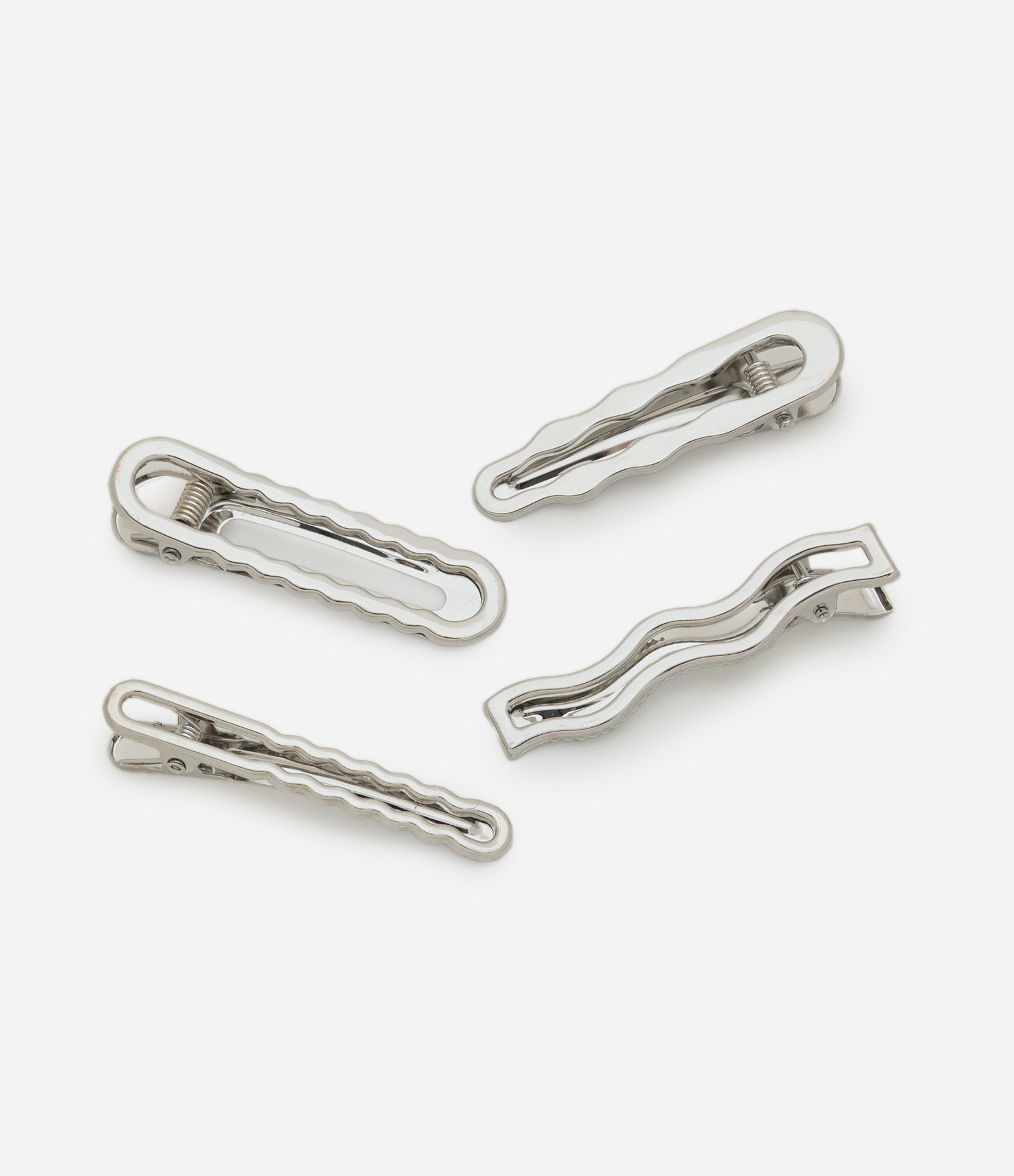 Kit 04 Presilhas de Cabelo Vazadas Prata 1