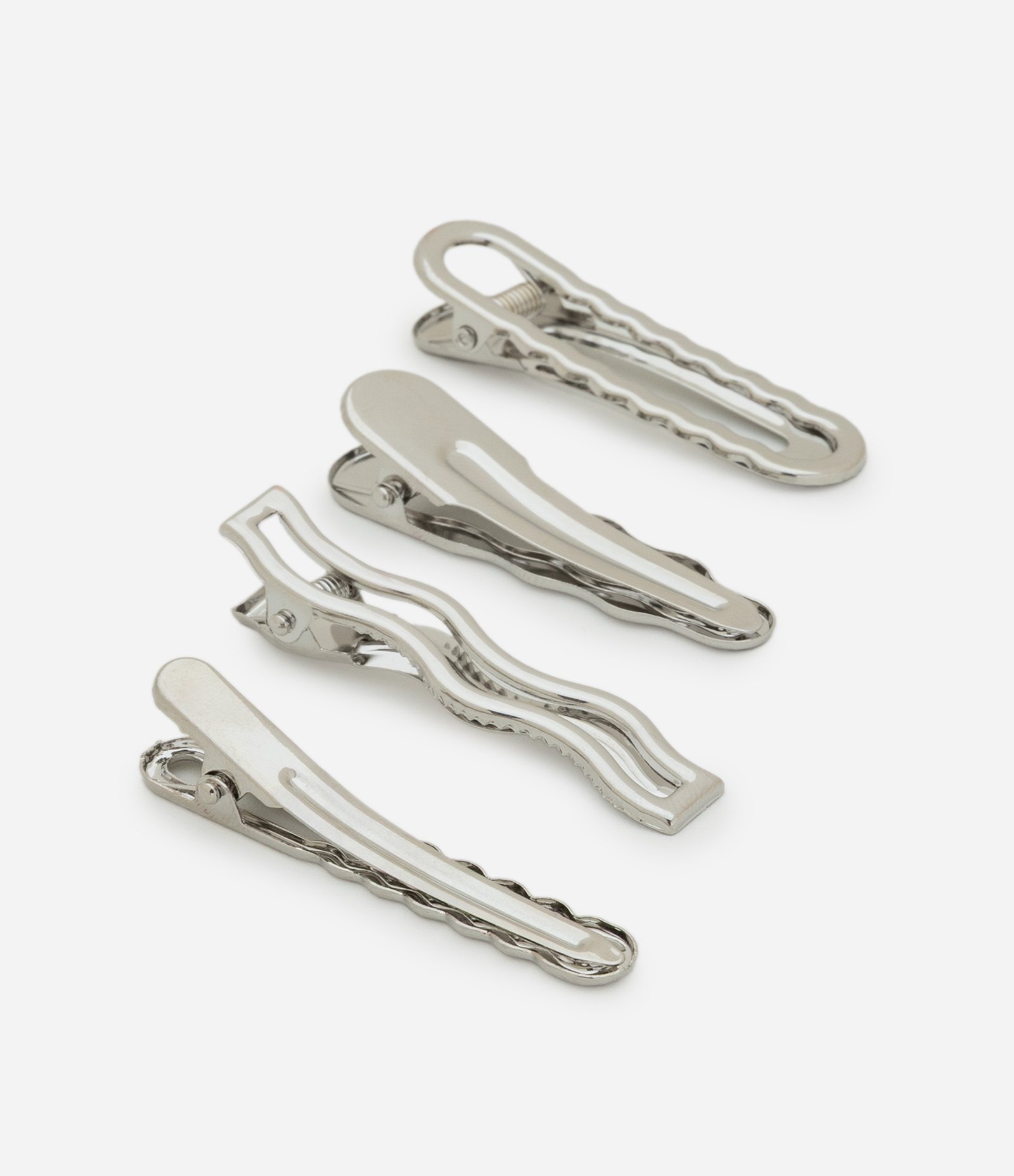 Kit 04 Presilhas de Cabelo Vazadas Prata 2