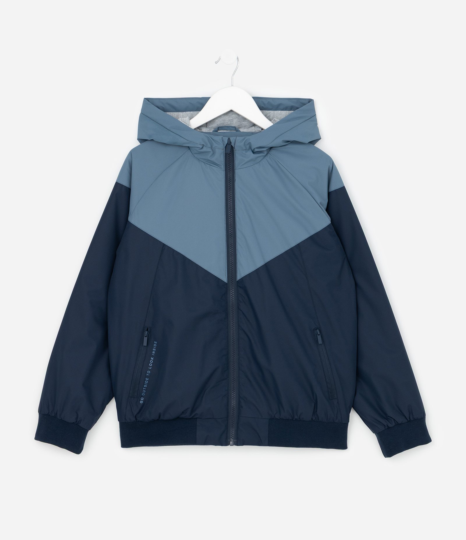 Jaqueta Quebra Vento Infantil em Microfibra com Recortes e Capuz - Tam 5 a 14 Azul 1