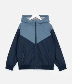 Jaqueta Quebra Vento Infantil em Microfibra com Recortes e Capuz - Tam 5 a 14