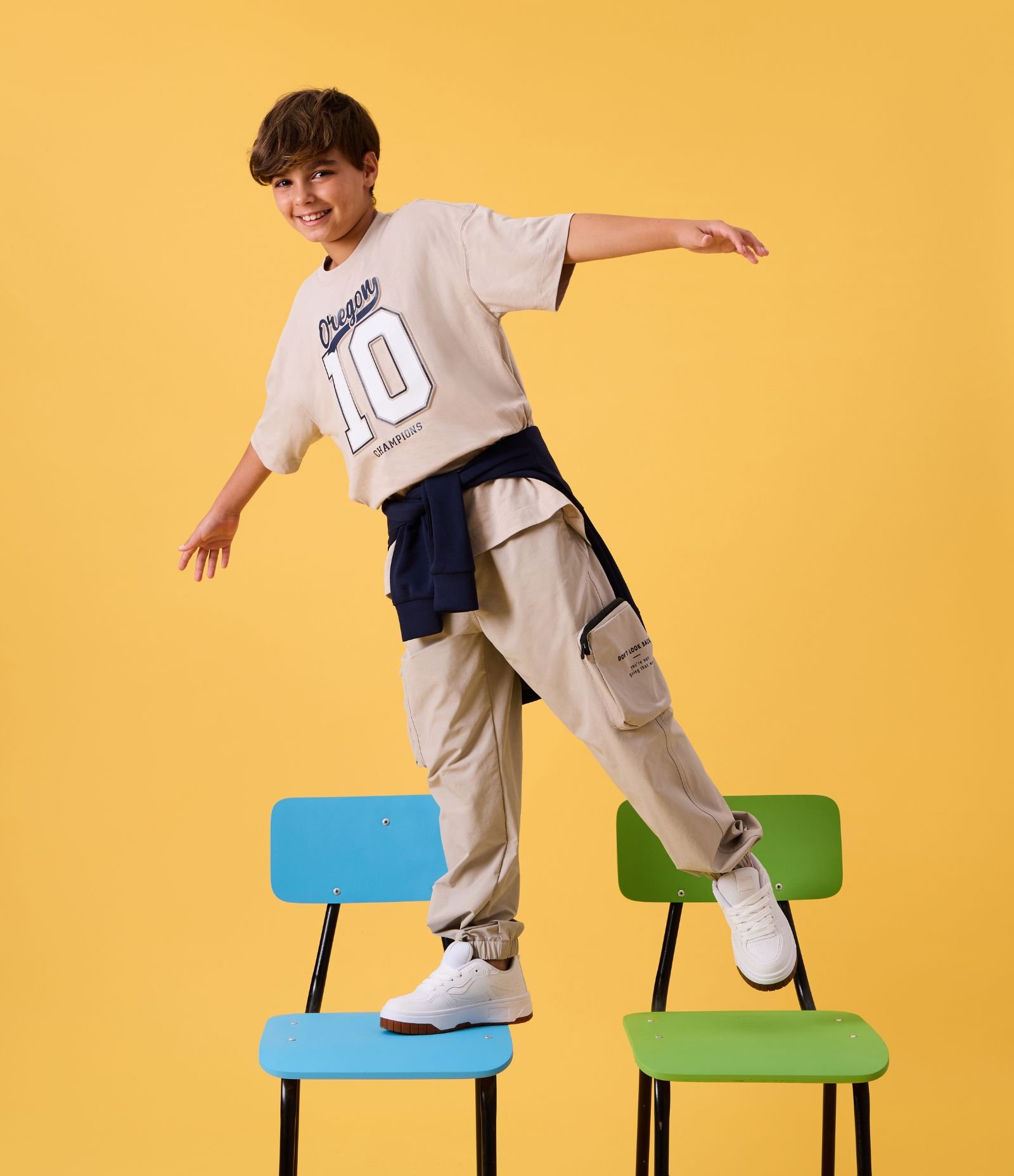 Calça Infantil Tática com Bolsos e Velcro – Tam 5 a 14 Anos Bege Claro 1
