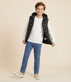 Colete Infantil com Capuz e Zíper Frontal - Tam 5 A 14 Anos