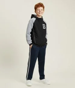 Calça em Moletom com Listras Laterais e Cós Ajustável – Tam 5 a 14 Anos