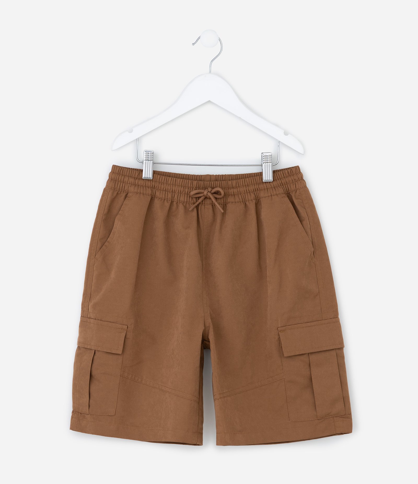 Bermuda Infantil em Microfibra com Bolso Cargo - Tam 5 a 14 Anos Marrom 2