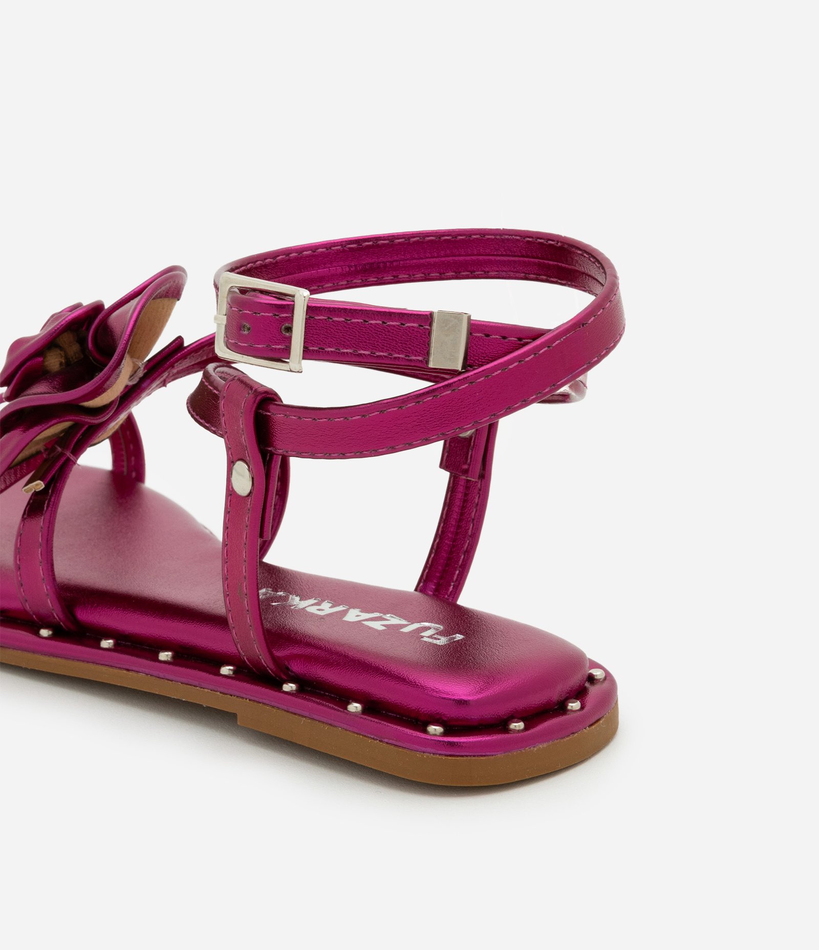 Sandália Infantil em Pu com Flor e Tachinhas -Tam 25 ao 33 Rosa 2