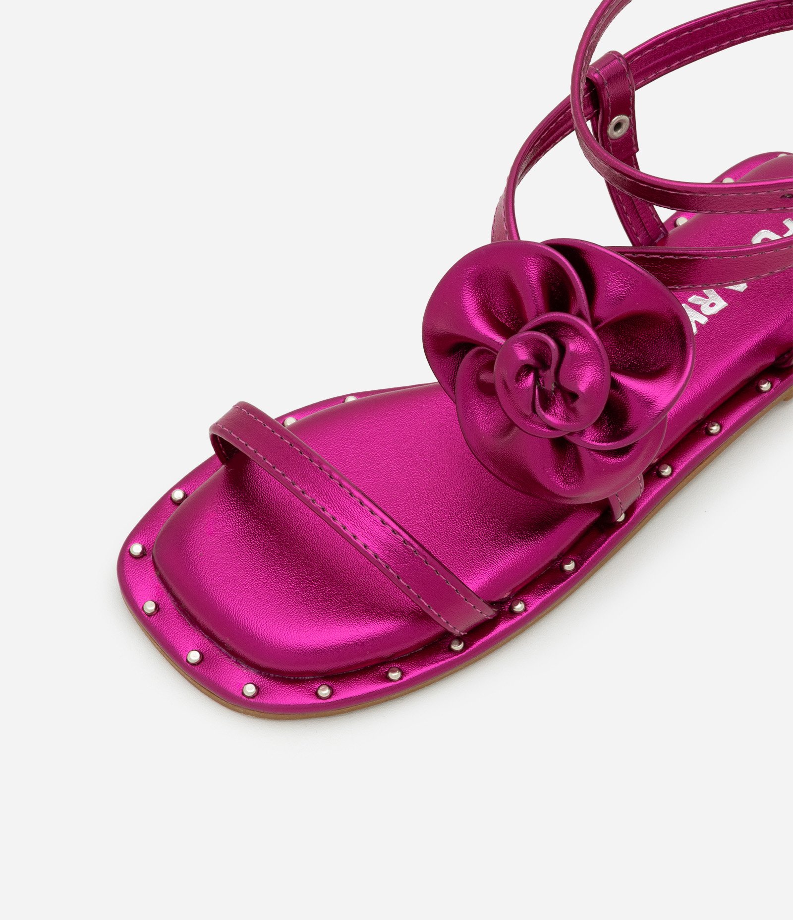 Sandália Infantil em Pu com Flor e Tachinhas -Tam 25 ao 33 Rosa 3