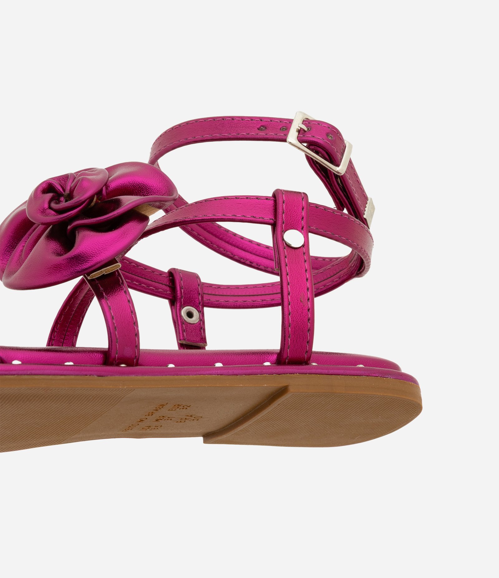 Sandália Infantil em Pu com Flor e Tachinhas -Tam 25 ao 33 Rosa 4