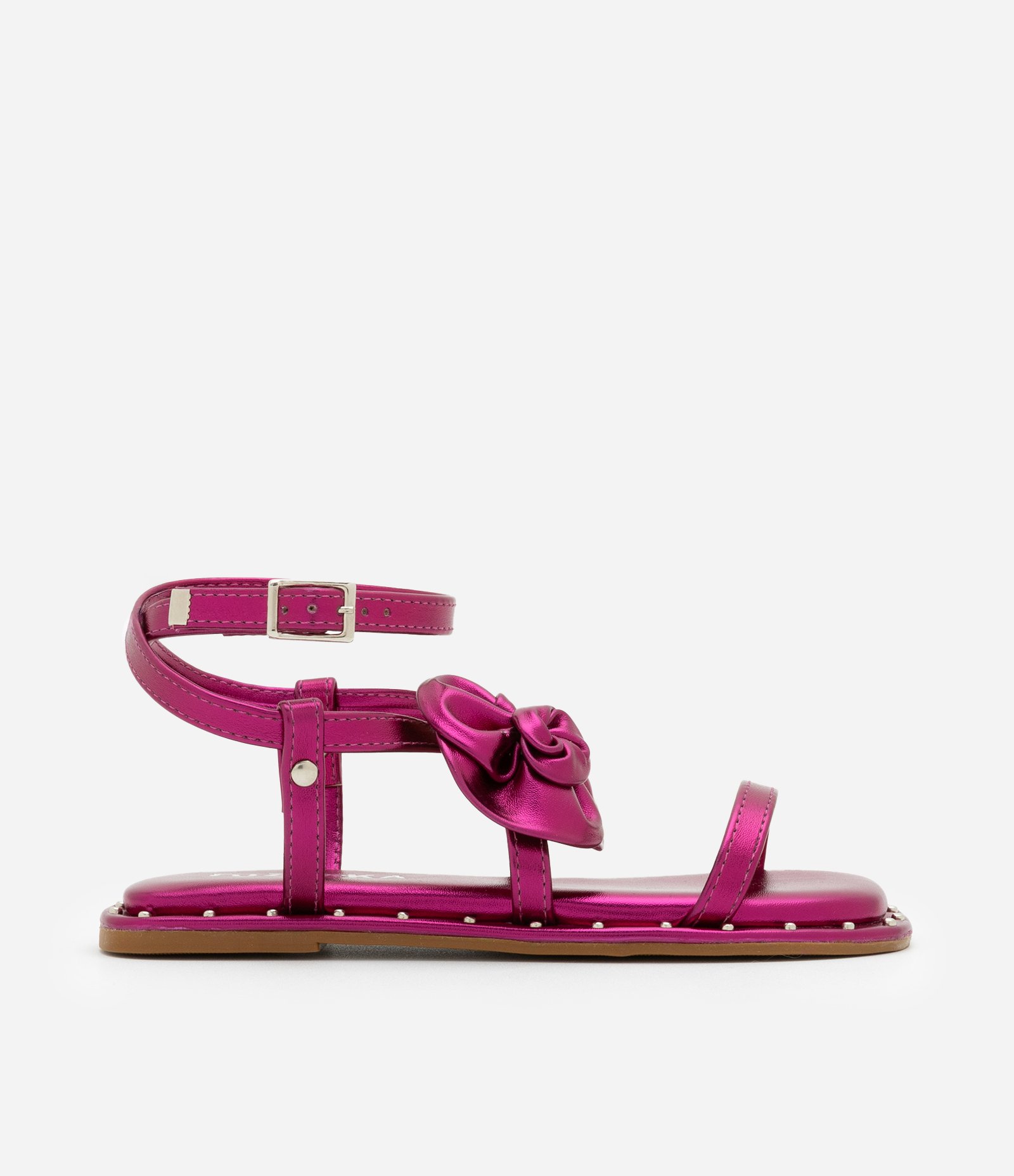 Sandália Infantil em Pu com Flor e Tachinhas -Tam 25 ao 33 Rosa 5