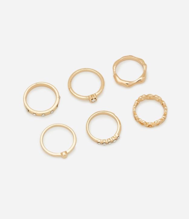 Kit 06 Anéis Delicados Variados com Ponto de Luz e Coração