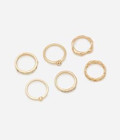 Kit 06 Anéis Delicados Variados com Ponto de Luz e Coração