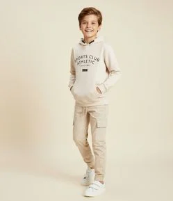 Casaco Infantil em Tech Fleece com Capuz e Bolso Canguru – Tam 5 a 14 Anos