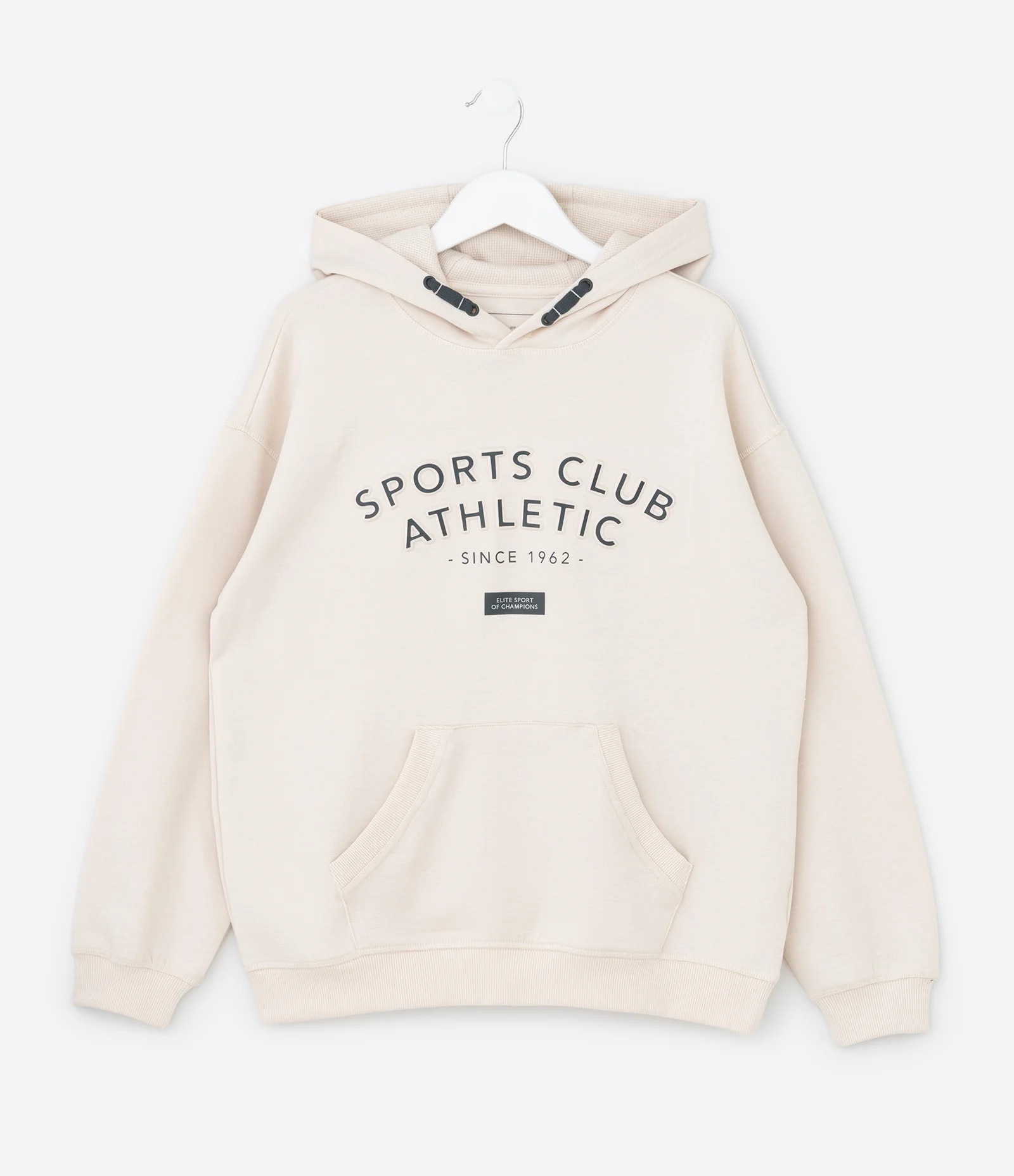 Casaco Infantil em Tech Fleece com Capuz e Bolso Canguru – Tam 5 a 14 Anos Bege Claro 2