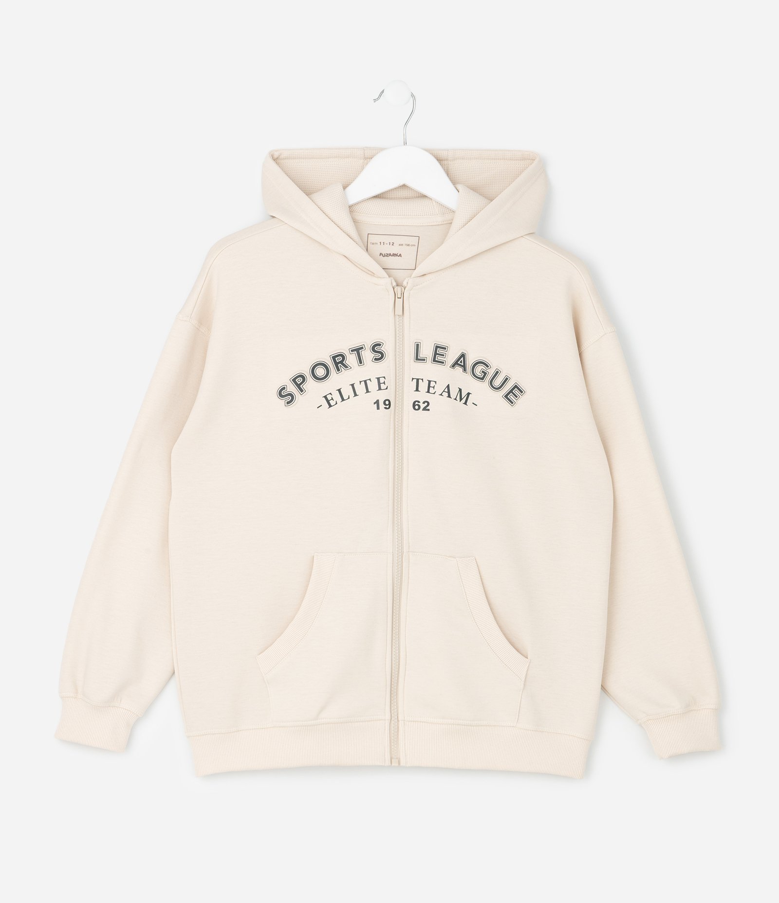 Casaco Infantil em Moletom Sem Felpa com Zíper e Lettering – Tam 5 a 14 Anos Bege Claro 1
