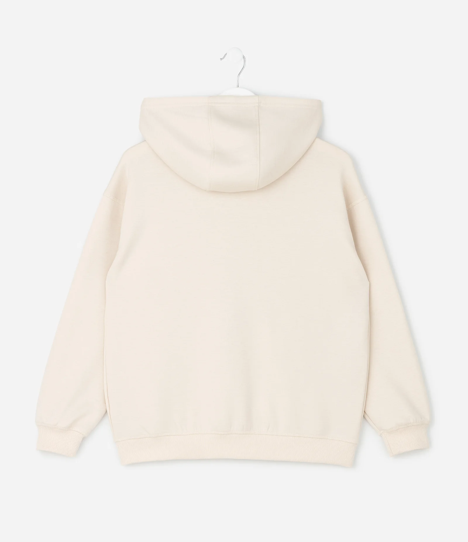 Casaco Infantil em Moletom Sem Felpa com Zíper e Lettering – Tam 5 a 14 Anos Bege Claro 2