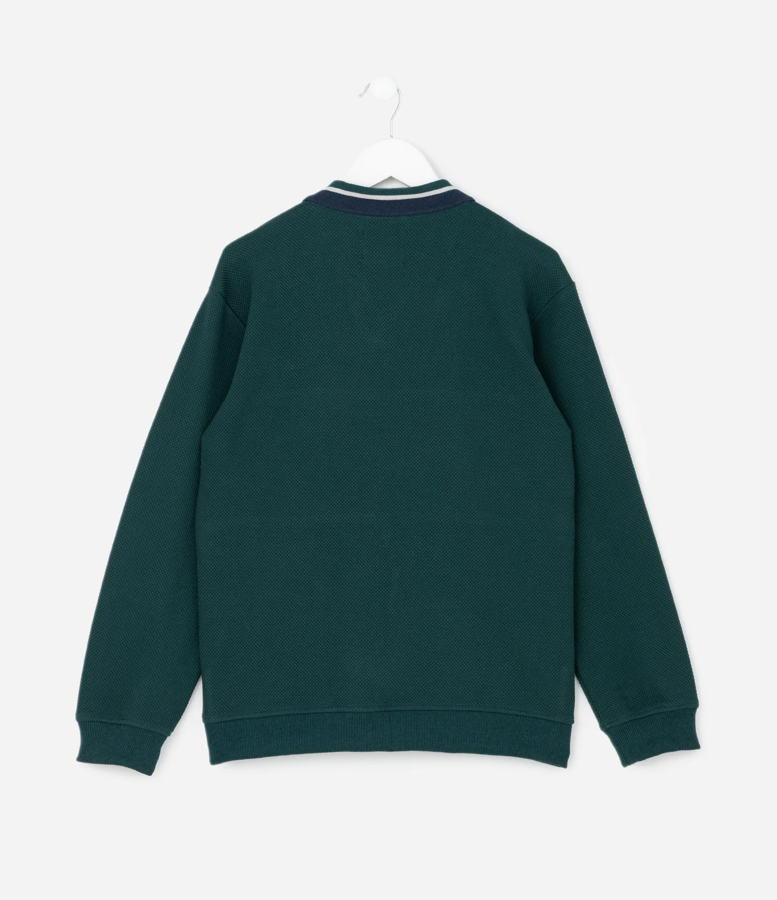 Casaco Infantil com Gola Polo e Recortes Esportivos – Tam 5 a 14 Anos Verde escuro 2