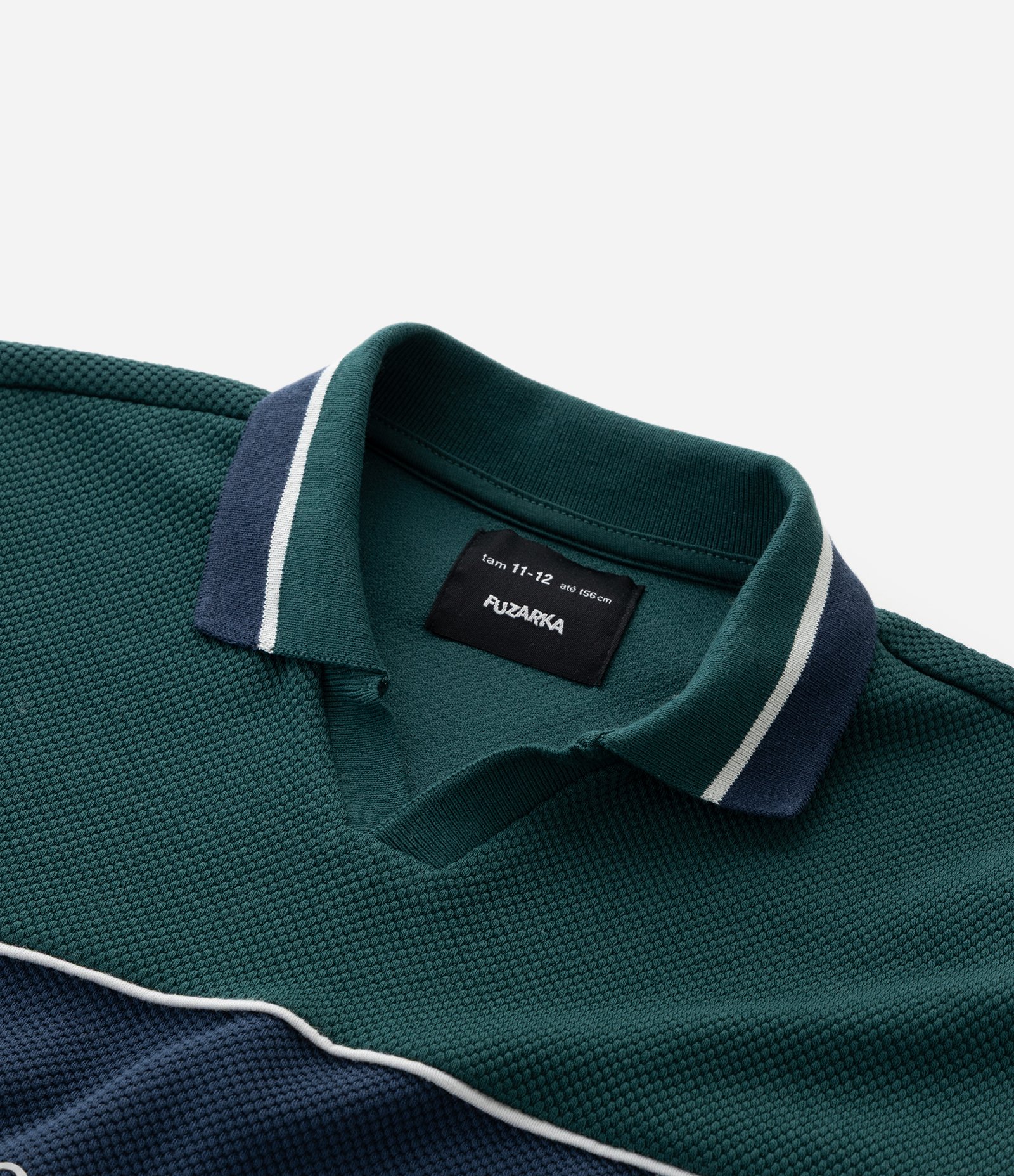 Casaco Infantil com Gola Polo e Recortes Esportivos – Tam 5 a 14 Anos Verde escuro 5