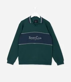 Casaco Infantil com Gola Polo e Recortes Esportivos – Tam 5 a 14 Anos