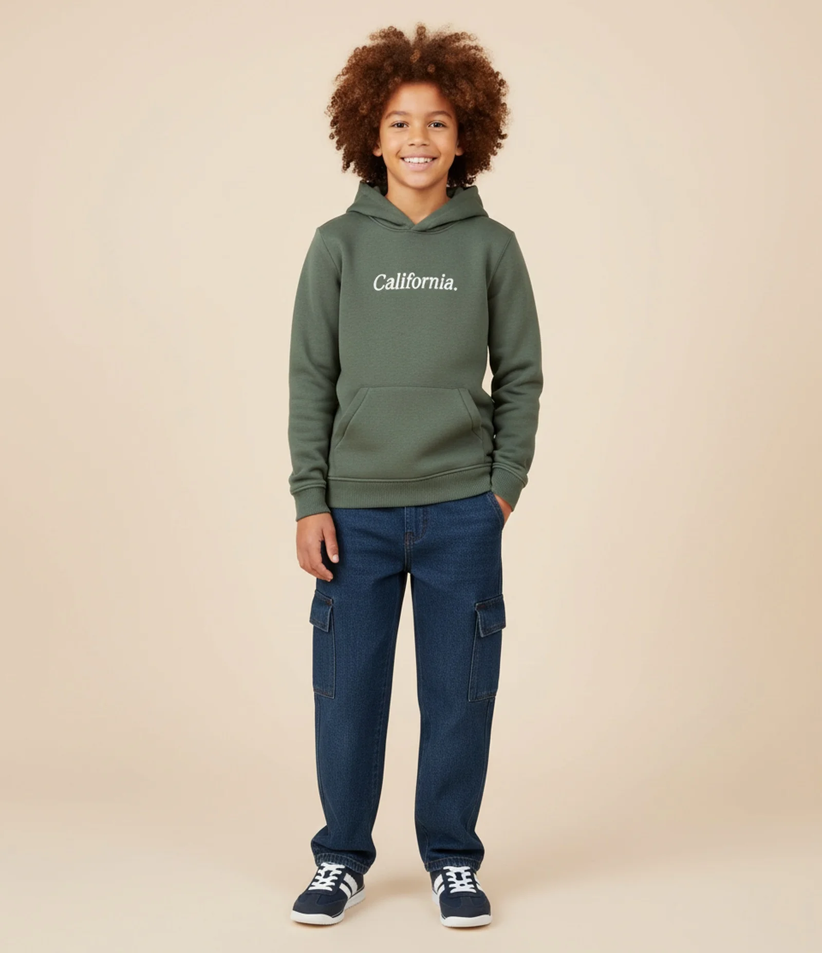 Casaco Infantil em Moletom com Bordado Lettering – Tam 5 a 14 Anos Verde Militar 1