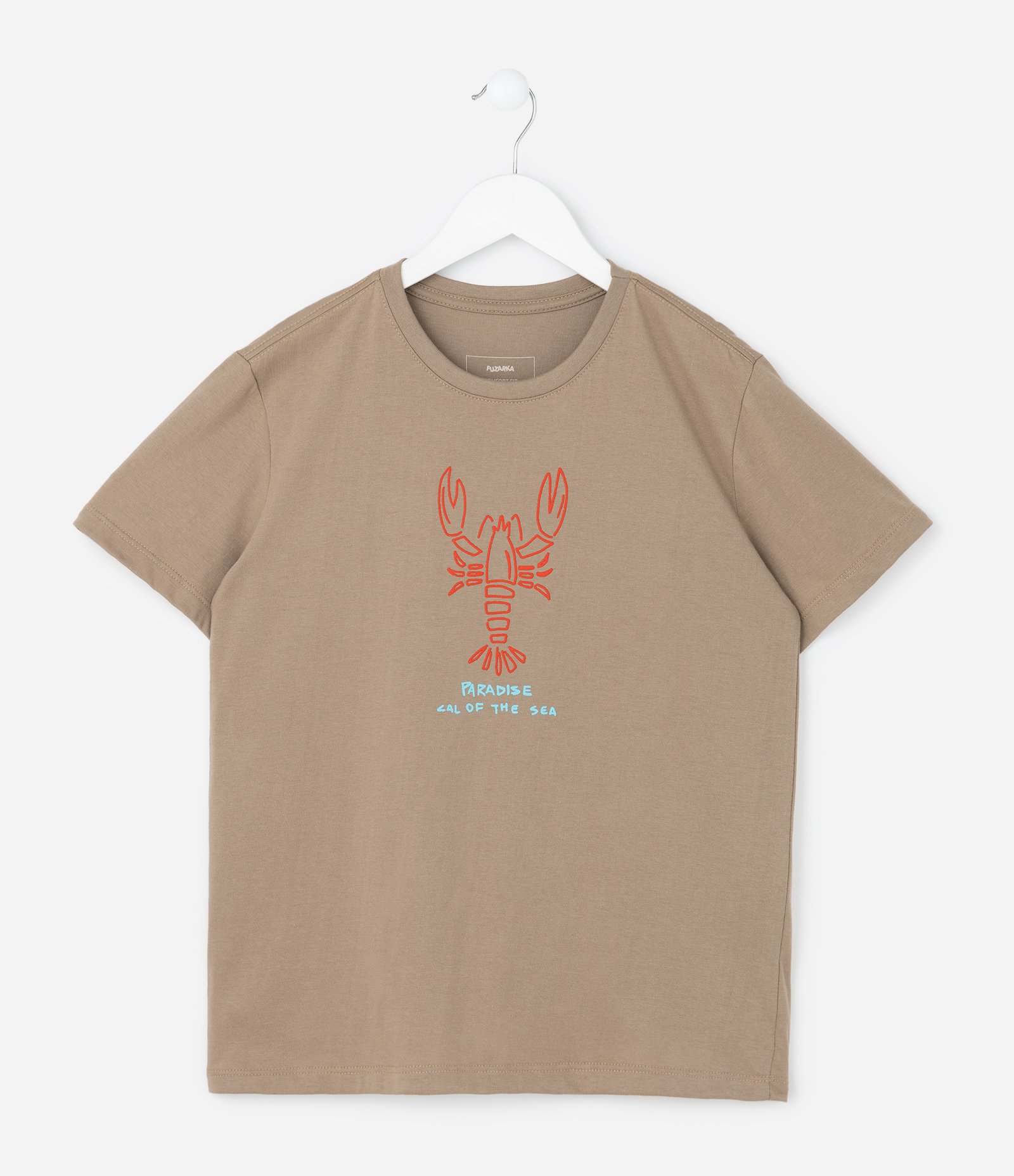 Camiseta Infantil com Estampa Lagosta - Tam 5 a 14 Anos Marrom 1