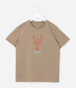 Camiseta Infantil com Estampa Lagosta - Tam 5 a 14 Anos