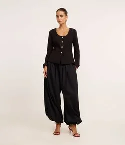 Calça Aladim em Tricoline com Elástico no Cós