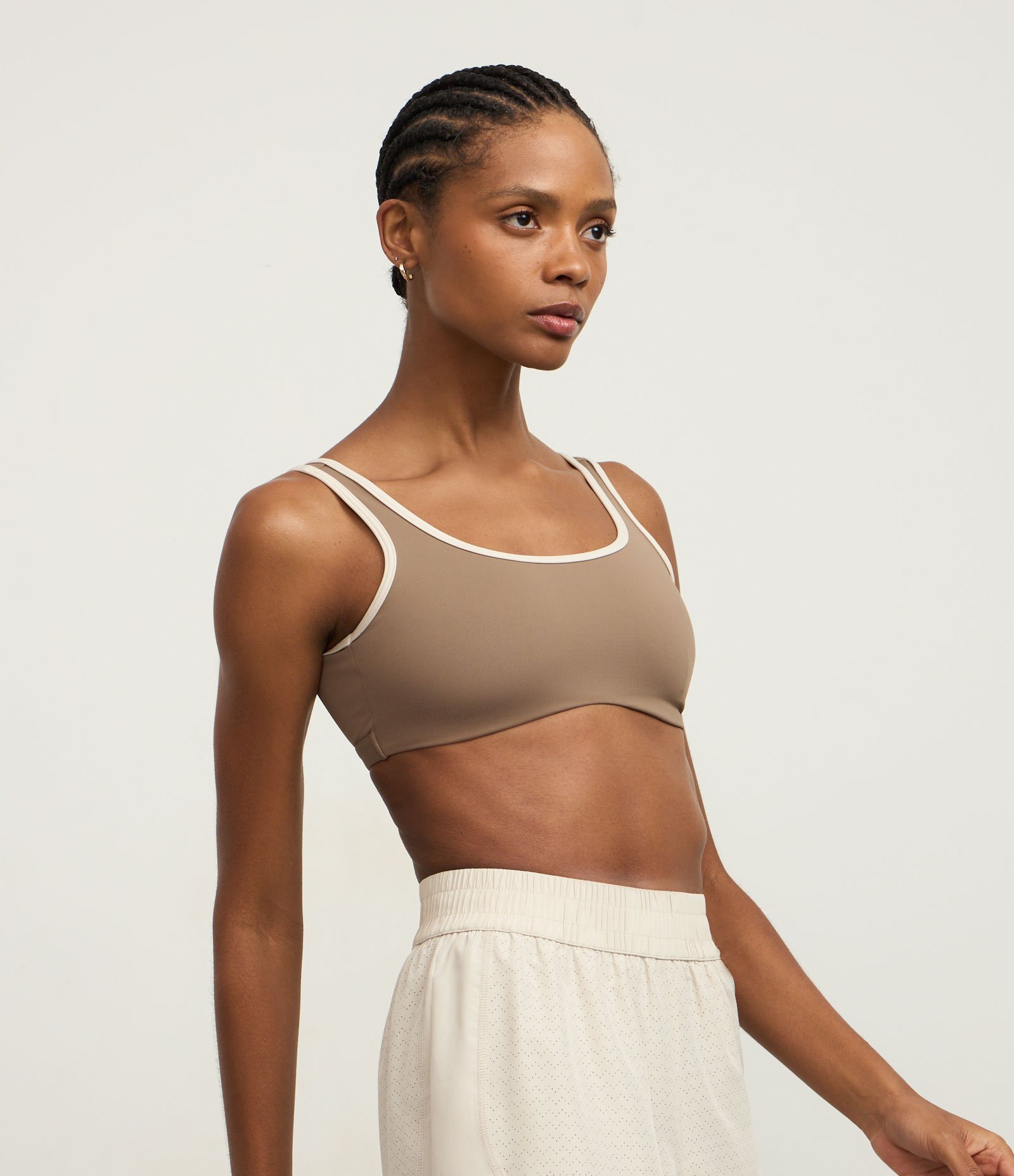 Top em Microfibra com Bojo Removível Marrom Claro 1