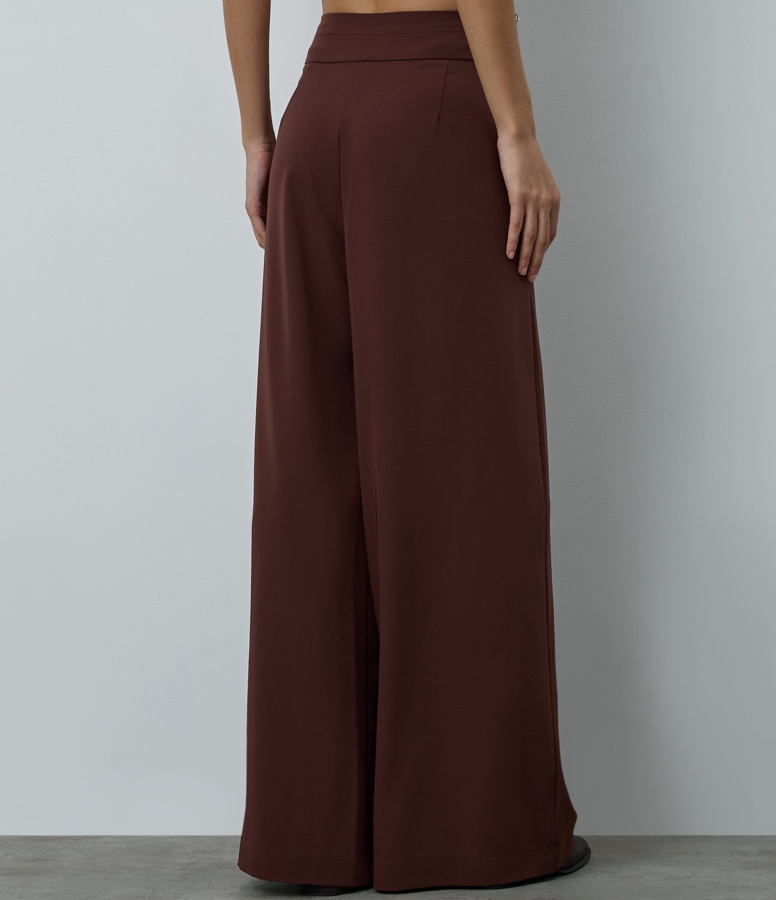 Calça Pantalona Alfaiatada com Cós Liso e Pregas Marrom 4