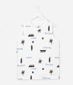 Regata Infantil com Estampa Tropical - Tam 5 a 14 Anos