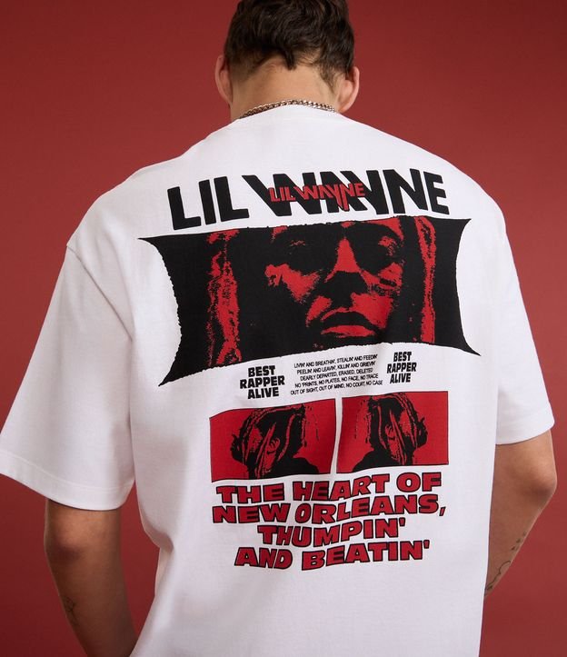Camiseta Relaxed em Algodão com Estampa Lil Wayne