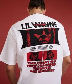 Camiseta Relaxed em Algodão com Estampa Lil Wayne