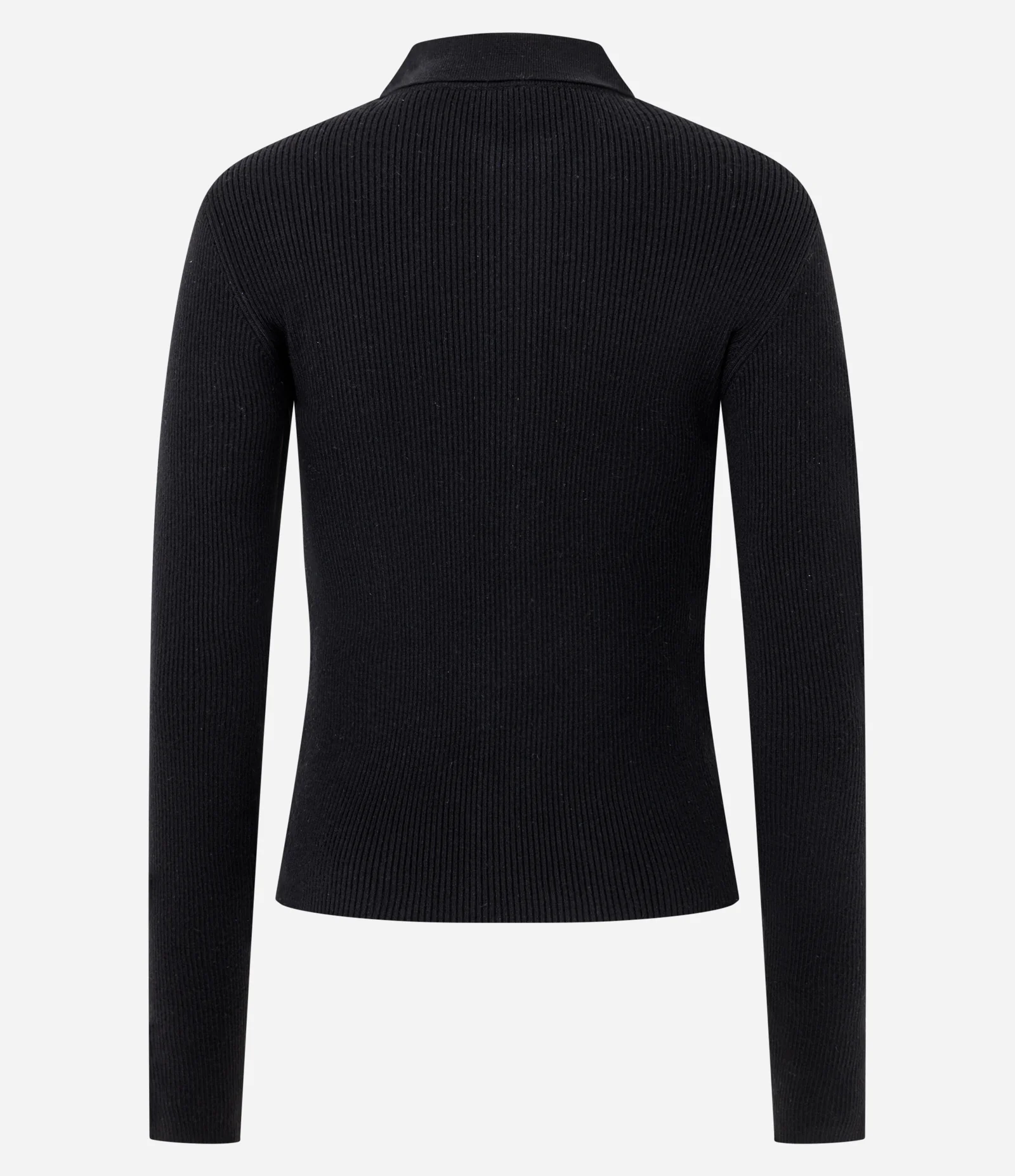 Blusa Manga Longa em Tricô Texturizado com Zíper Frontal Preto 3