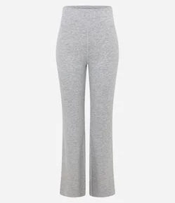 Calça Flare em Microfibra Mescla