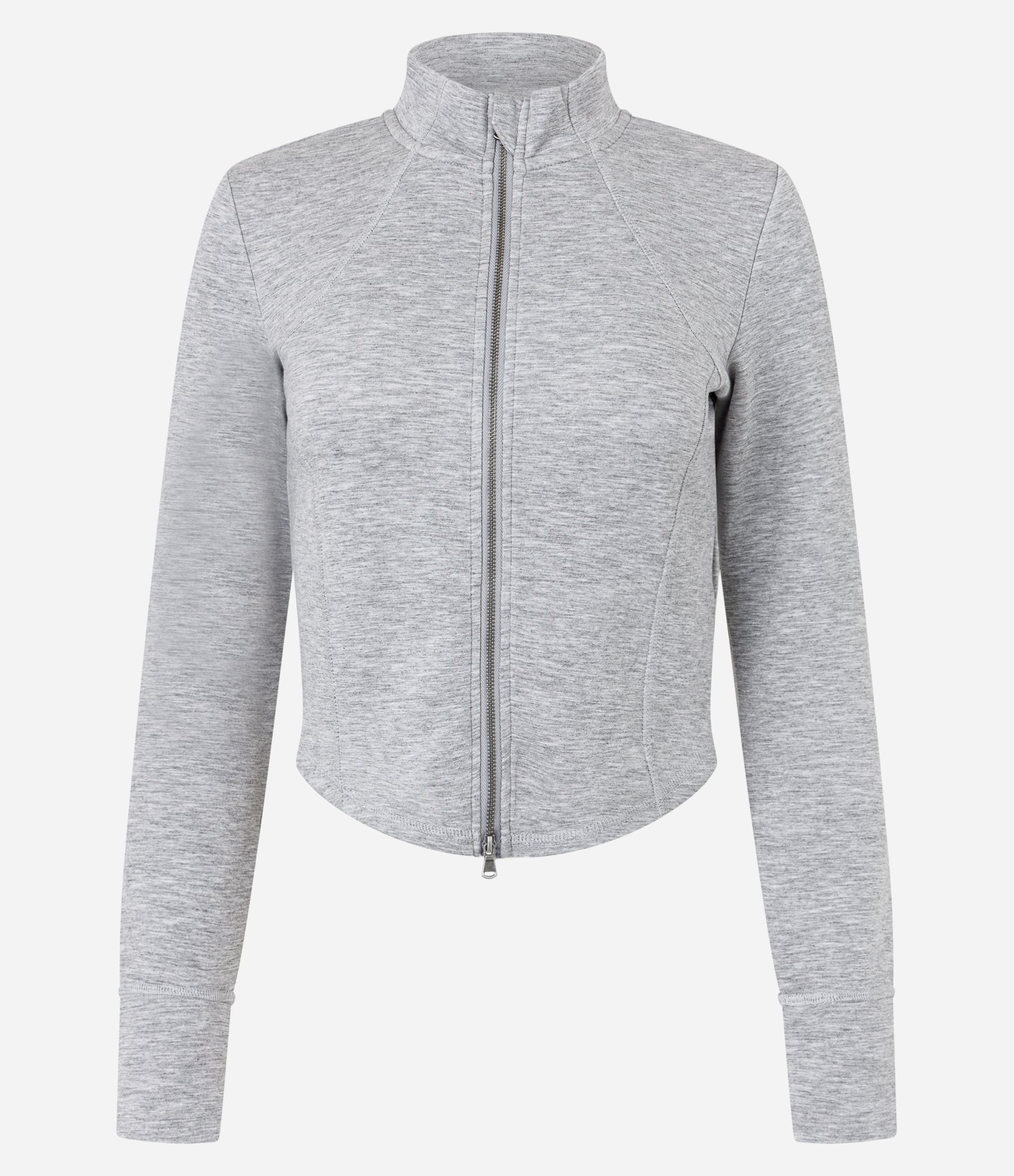 Casaco em Modal com Recortes e Fechamento por Zíper Cinza 5