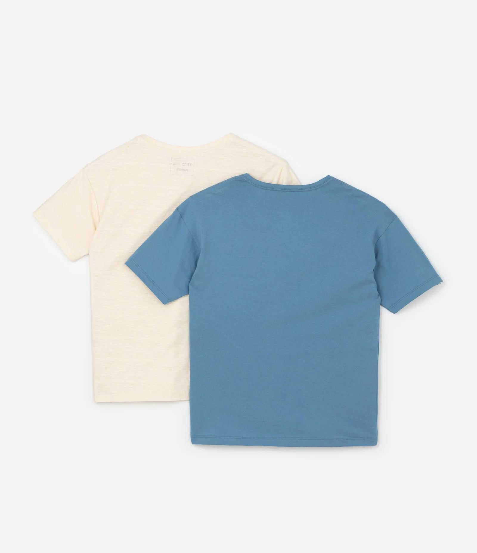 Kit 02 Camisetas Infantis Regulares em Algodão - Tam 5 a 14 Anos Azul/Bege 2