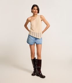 Mini Saia em Jeans com Cós Deslocado